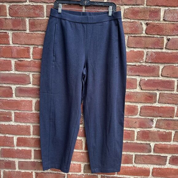 Eileen Fisher $178 Women's Blue Textured Knit Stretch lantern Pants petite petit - Picture 1 of 9